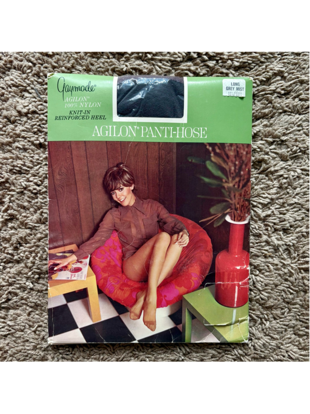 Vintage NWT 70s Gaymode Aglion gray mist panty hose